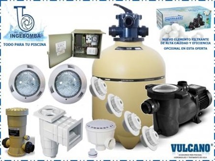 VULCANO KIT DE FILTRADO PISCINA 7,3 M3H KIT VULCANO DE FILTRADO PISCINA 7,3 M3/H (ING0020) - Imagen 1